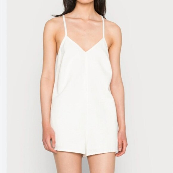 NWT Zara White Denim Berit Summer Romper- Large - Picture 10 of 16